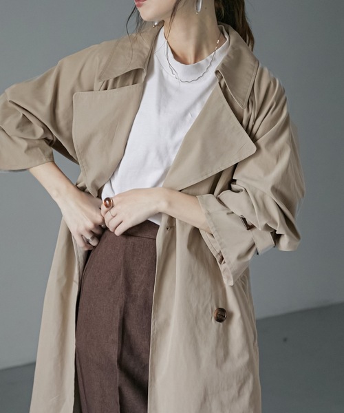 「Fashion Letter」 トレンチコート M ベージュ レディース_画像6