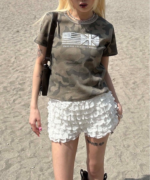sedacle girl（セダクルガール） tシャツ 半袖 フラッグピグメントリブ