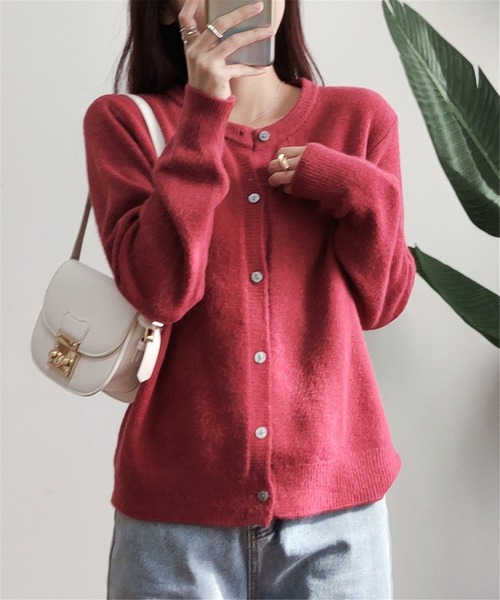 「MAISON DE THERESE」 ニットカーディガン FREE レッド レディース_画像9