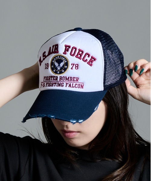 80sビンテージ米軍USAFミリタリー軍物エアフォース メッシュキャップ帽子 黒 CALIFORNIA OUTFITTERS メッシュキャップ キャップ 帽子 メンズ 5A4