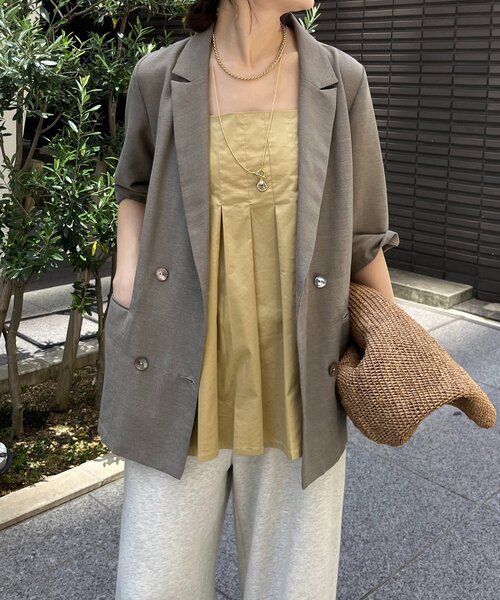 【美品】DOUDOU　ウォッシャブル　シアーダブルジャケット 　ベージュ DouDou ジャケット テーラードジャケット 「ウォッシャブル」5分