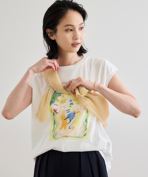 ロペ（ROPE’）/【Kei Nagayama for ROPE’】プリント ノースリーブTEE【接触冷感・洗濯耐久あり ROPE'（ロペ） tシャツ 「Kei Nagayama for ROPE'」プリント
