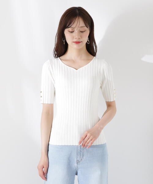 ハートネック半袖リブニット ハートネック半袖リブニット | PROPORTION BODY DRESSING