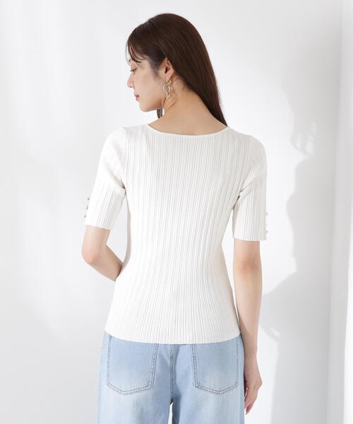 ニット セーター ハートネック半袖リブニット / 1215270605 レディース PROPORTION BODY DRESSING ニット セーター ハートネック5分袖