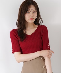 ニット セーター ハートネック半袖リブニット / 1215270605 レディース｜ZOZOTOWN Yahoo!店