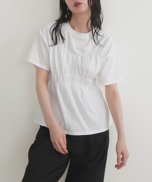 LIAN tシャツ シャーリングビスチェTシャツ レディース