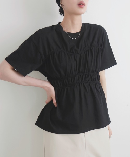 完売品 新品 fitmore シャーリングビスチェTシャツ LIAN tシャツ シャーリングビスチェTシャツ レディース