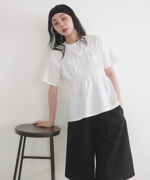 LIAN tシャツ シャーリングビスチェTシャツ レディース