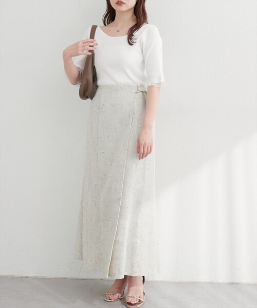 natural couture ニット セーター 前後2WAYシアーフリル
