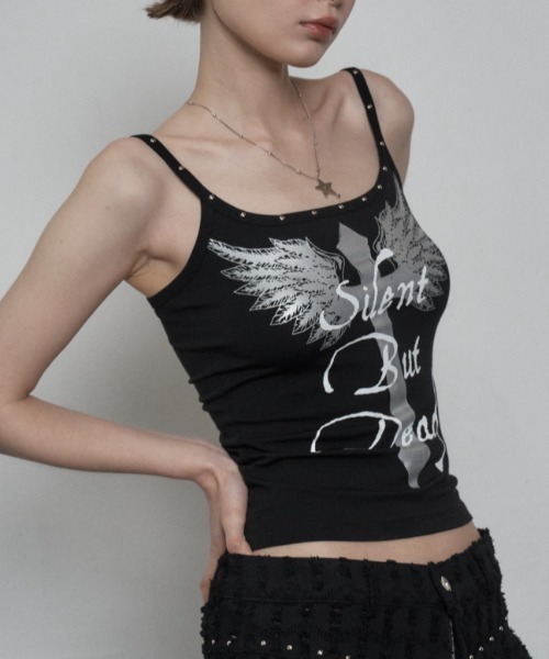 キャミソール 「SETUP‐EXE」CROSS STUDDED SLEEVELESS  / 「セットアップエグゼ」クロススタッズキャミソール