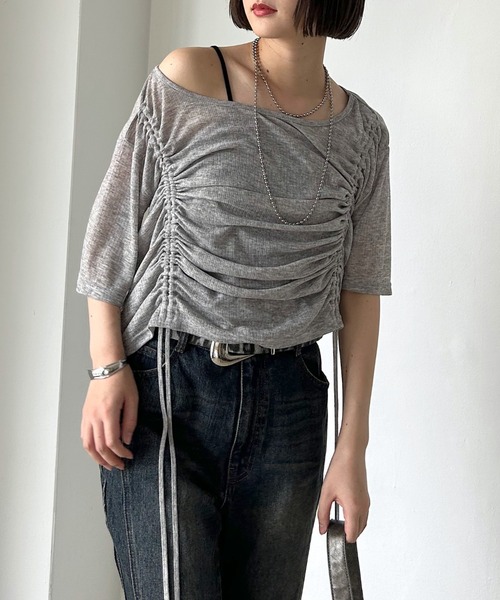 PAGEBOY（ページボーイ） tシャツ 半袖 ドロストシャーリング半袖