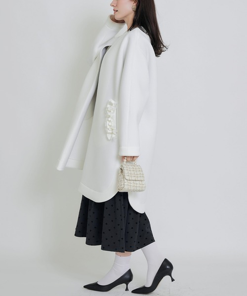 PICCIN PERLA ノーカラーコート コート フリルポケットコート