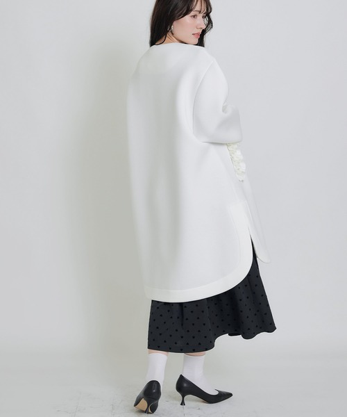 PICCIN PERLA ノーカラーコート コート フリルポケットコート