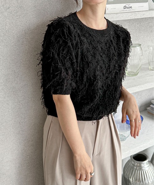 feepur（フェピュール） 半袖ニット MEDIUM ブラック レディース