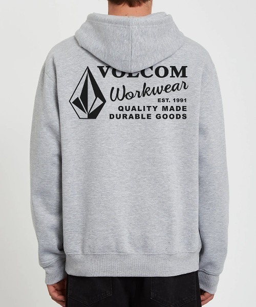 VOLCOM プルオーバーパーカー バックプリント 古着 カーキ Lサイズ VOLCOM ボルコム A4102098 メンズ バックプリント プルオーバー