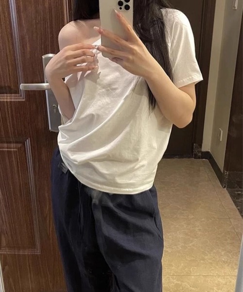 tシャツ オフショルダールーズTシャツ レディース