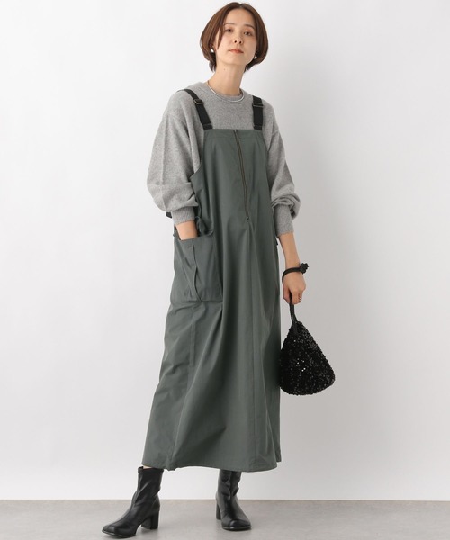 OMMO カーキ　サロペット スカート　38 OMMO カーキ サロペット スカート 38 OMMO カーキ サロペット