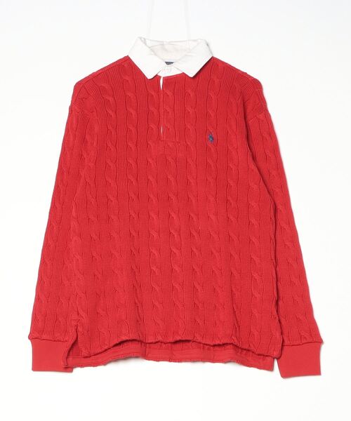 POLO RALPH LAUREN ケーブルニット コットン ラグビー シャツ