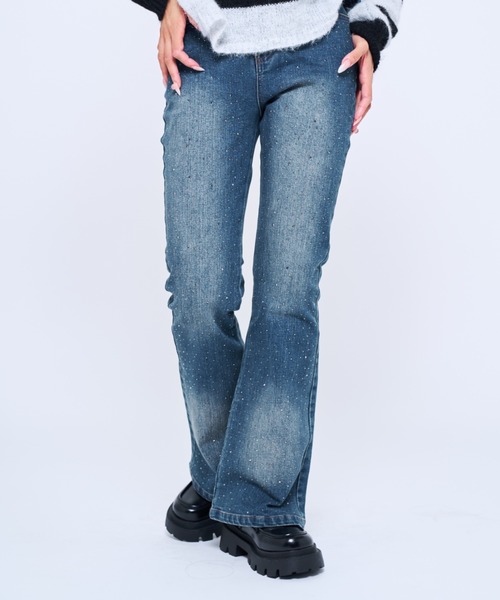 Poly Jam ジーンズ デニム デニムパンツ Ribbon linestone denim