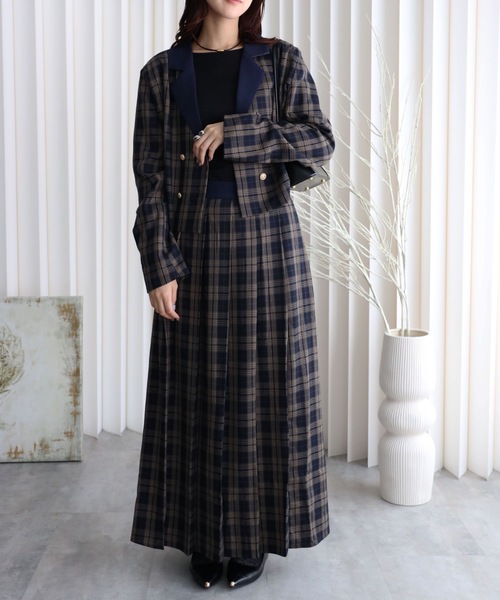 YENNA スカート 「チェック配色プリーツスカート」セットアップ可能