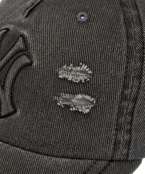 SALE!!【MLB korea】韓国限定＊ダメージキャップ＊ダークグレー＊新品 MLB Korea 帽子 キャップ 深め つば長 韓国 ファンッション メンズ