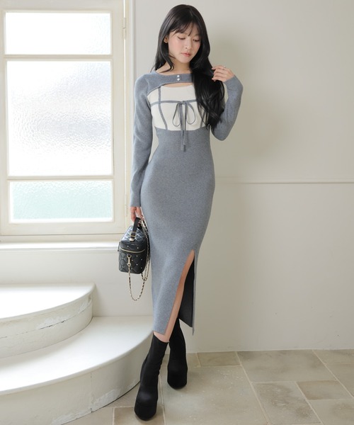 LIP SERVICE（リップサービス） ワンピース デコルテオープンバイ