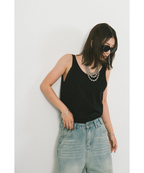 「HANNE」 ノースリーブニット FREE グレー レディース_画像4