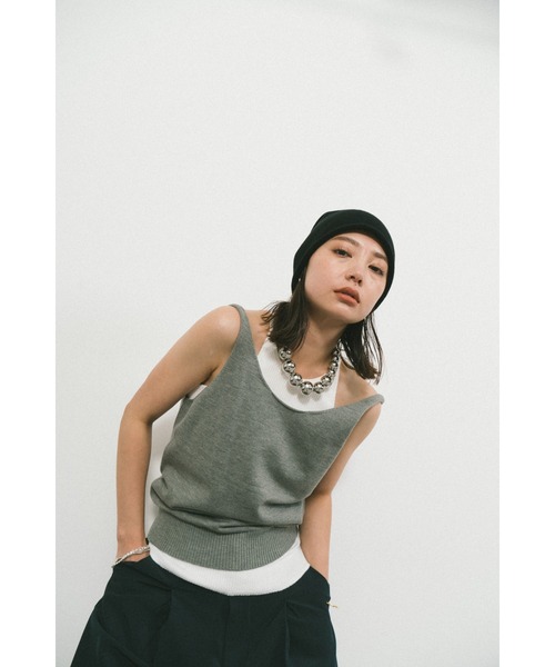 「HANNE」 ノースリーブニット FREE グレー レディース_画像5