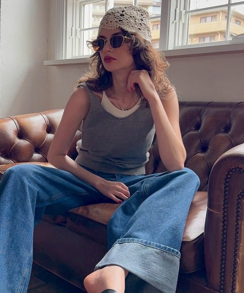 「HANNE」 ノースリーブニット FREE グレー レディース_画像6