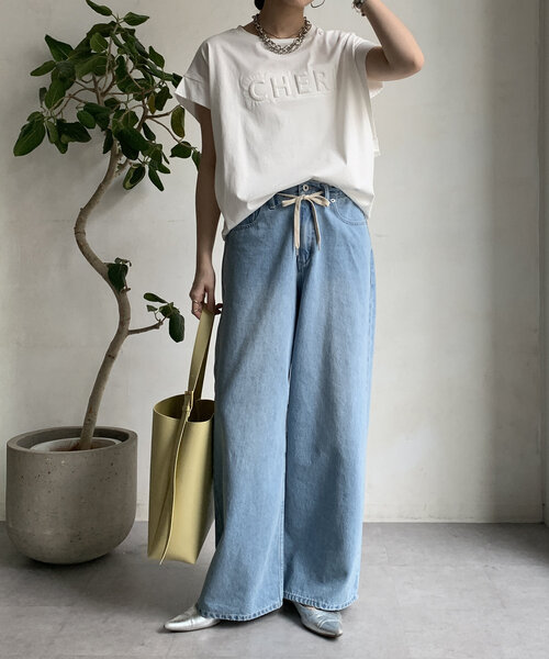 「DouDou」 半袖Tシャツ FREE オフホワイト レディース_画像2