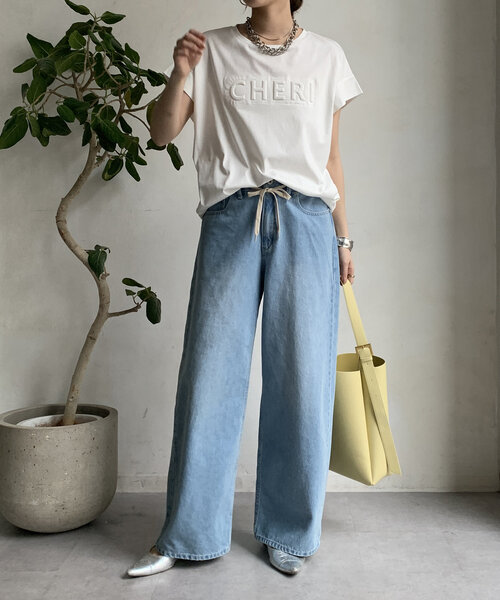 「DouDou」 半袖Tシャツ FREE オフホワイト レディース_画像3