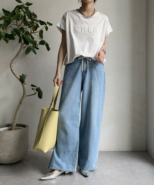 「DouDou」 半袖Tシャツ FREE オフホワイト レディース_画像4