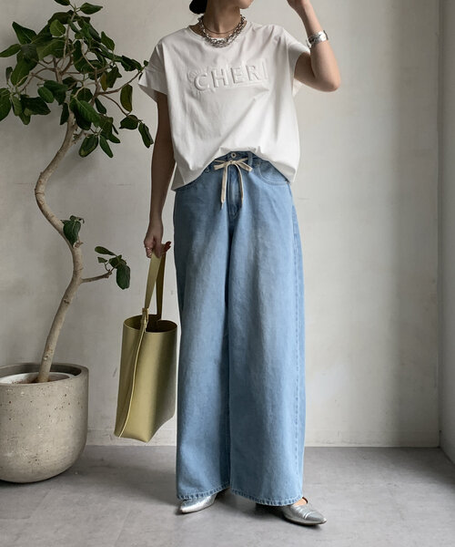 「DouDou」 半袖Tシャツ FREE オフホワイト レディース_画像5