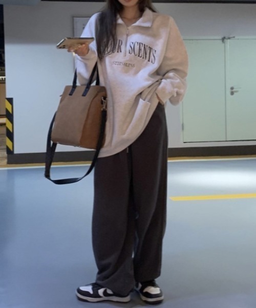 エピヌ ハーフジップ スウェット トレーナー トレーナー スウェット 衿付きハーフジップスウェット レディース