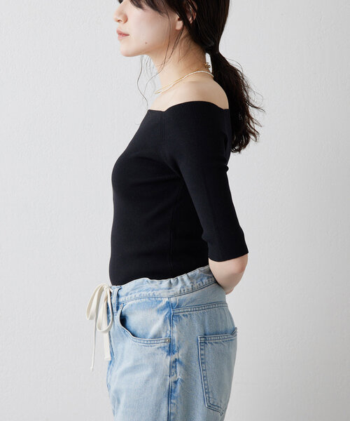 「THE PAUSE」 半袖ニット FREE レッド レディース_画像6