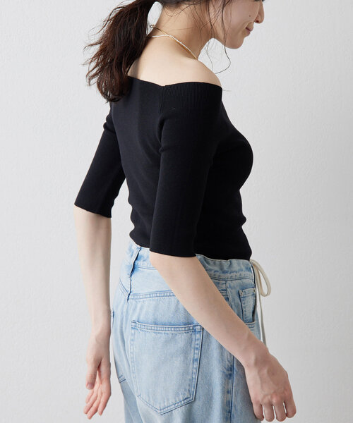 「THE PAUSE」 半袖ニット FREE レッド レディース_画像7