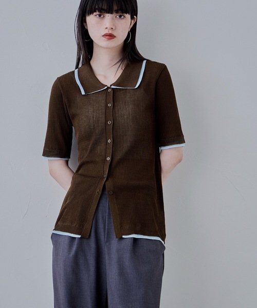 「etoll.」 半袖ニット FREE 杢グレー レディース_画像2