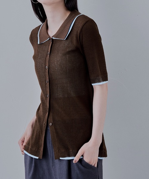 「etoll.」 半袖ニット FREE 杢グレー レディース_画像7