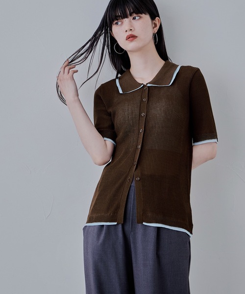 「etoll.」 半袖ニット FREE 杢グレー レディース_画像8