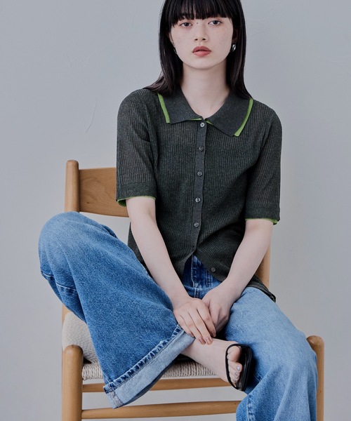 「etoll.」 半袖ニット FREE 杢グレー レディース_画像9