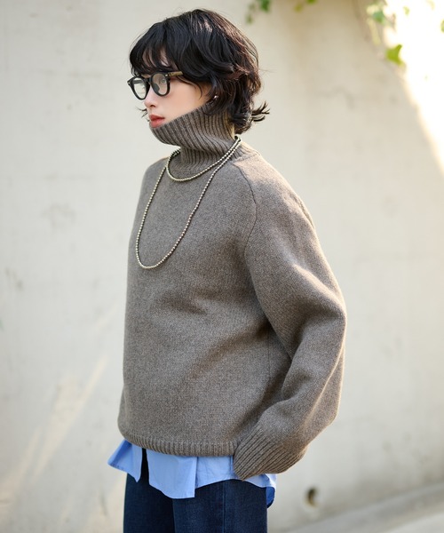 ニット セーター wool high neck oversize knit / ウールハイネック
