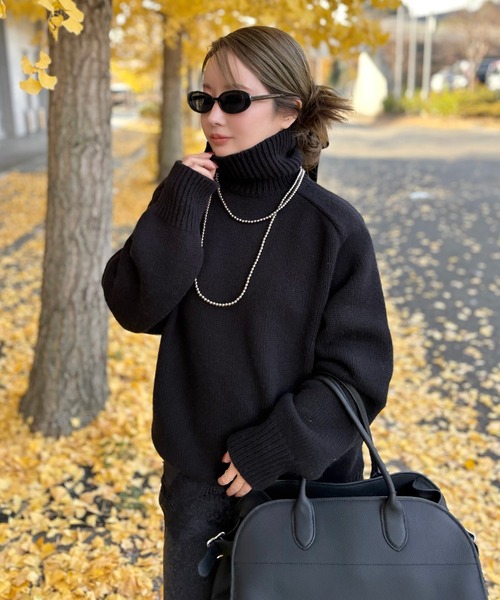 ニット セーター wool high neck oversize knit / ウールハイネック