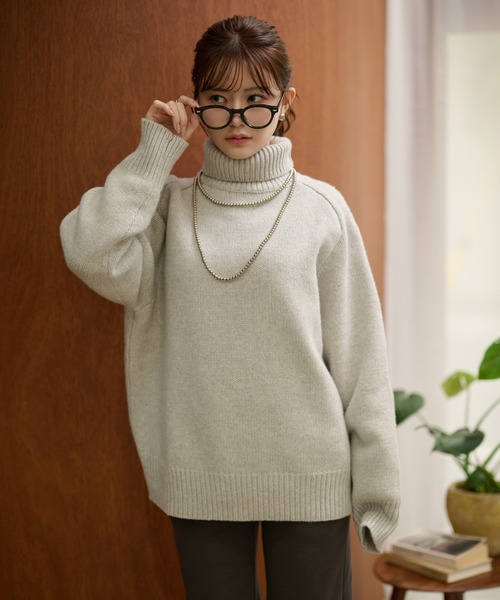 ニット セーター wool high neck oversize knit / ウールハイネック