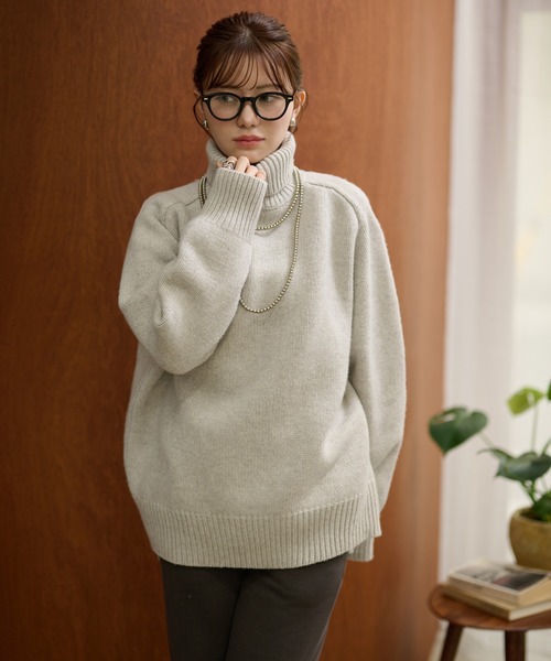 ニット セーター wool high neck oversize knit / ウールハイネック