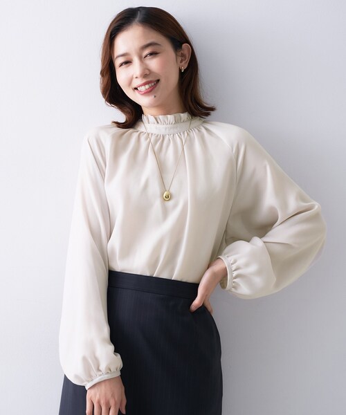 アンタイトル（UNTITLED）/【エレガントお仕事着にも】スタンドフリルネック ブラウス UNTITLED（アンタイトル） ブラウス シャツ 「エレガント/お仕事着にも