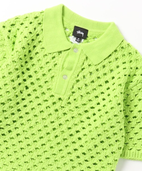 「STUSSY」 半袖ポロシャツ M ライム メンズ