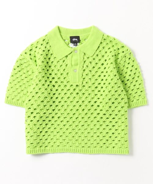 「STUSSY」 半袖ポロシャツ M ライム メンズ