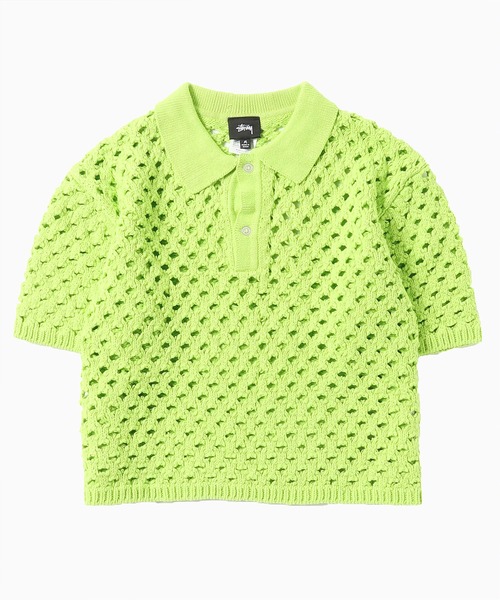 「STUSSY」 半袖ポロシャツ M ライム メンズ