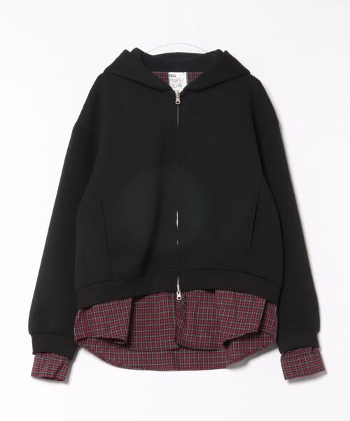パーカー a.p.o.v. リバーシブルチェックシャツジャケット×フェイク
