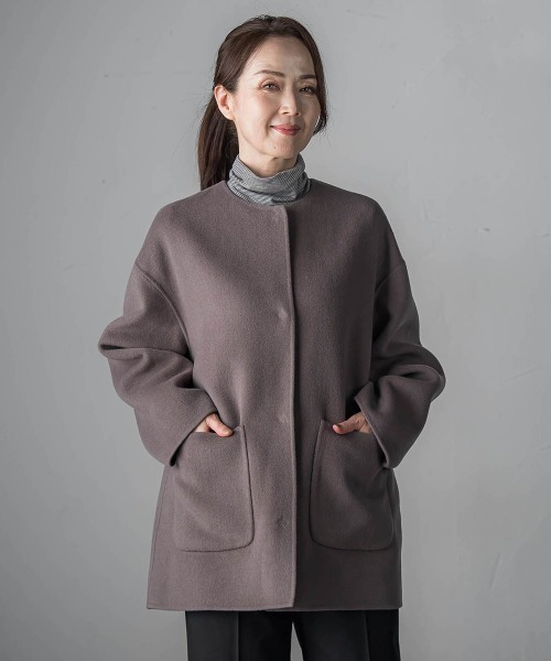 la.f...ラエフ ノーカラーリバーコート la.f（ラ・エフ） ノーカラーコート コート 「極」”軽さと贅沢な